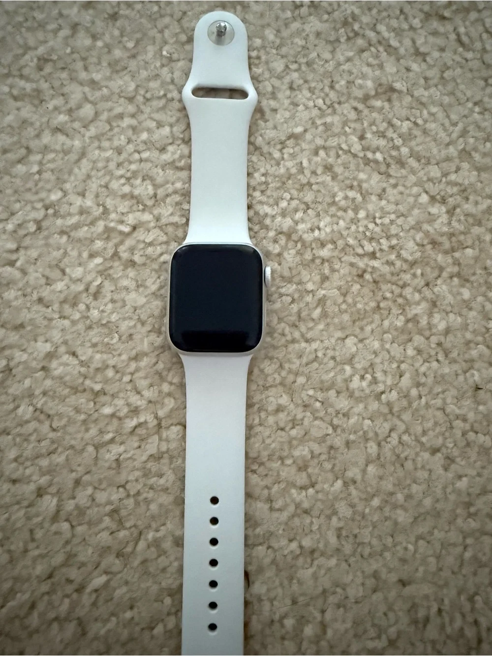 White Smartwatch with Extra Navy Band and Charger